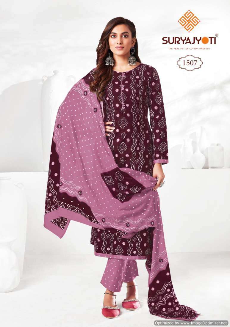 Suryajyoti Bandhani Vol-15 series 1501-1510 Pure Cotton suit