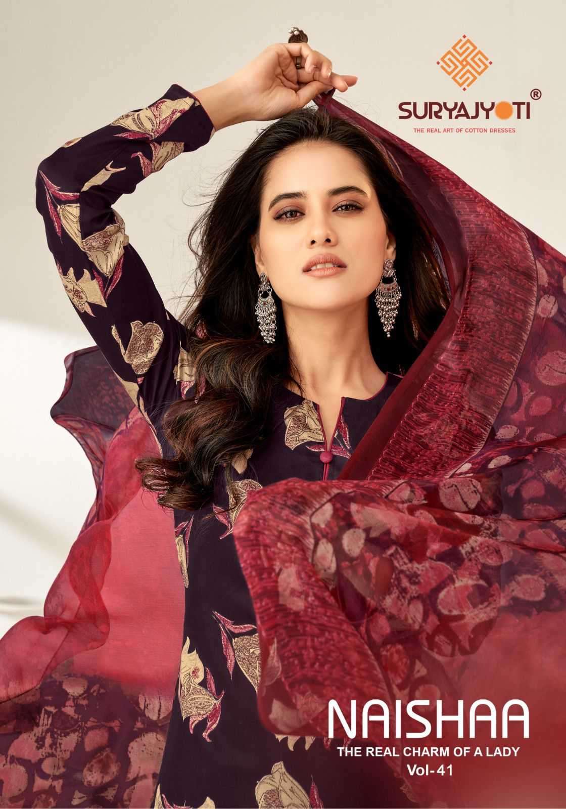 suryajyoti naishaa vol 41 series 41001-41010 jam satin suit 