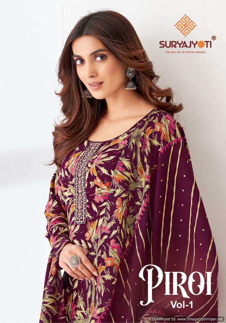 Suryajyoti Piroi Vol-1 series 1001-1008 Rayon suit