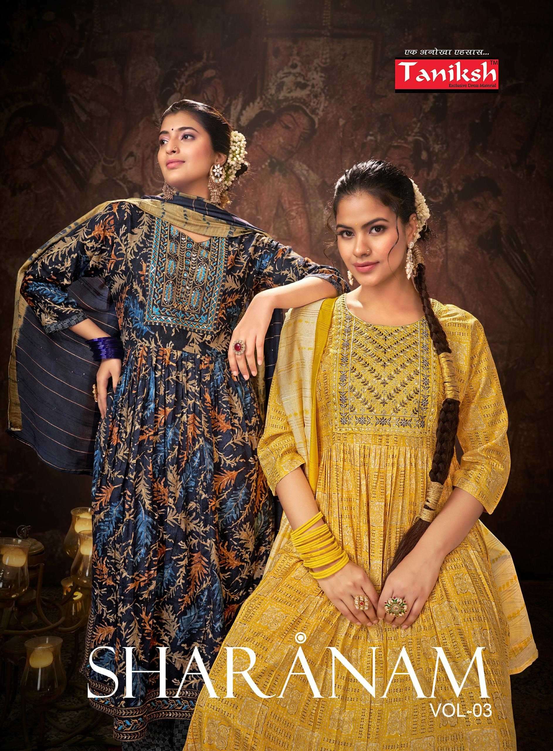 taniksh sharnam vol 3 series 3001-3008 rayon readymade suit 