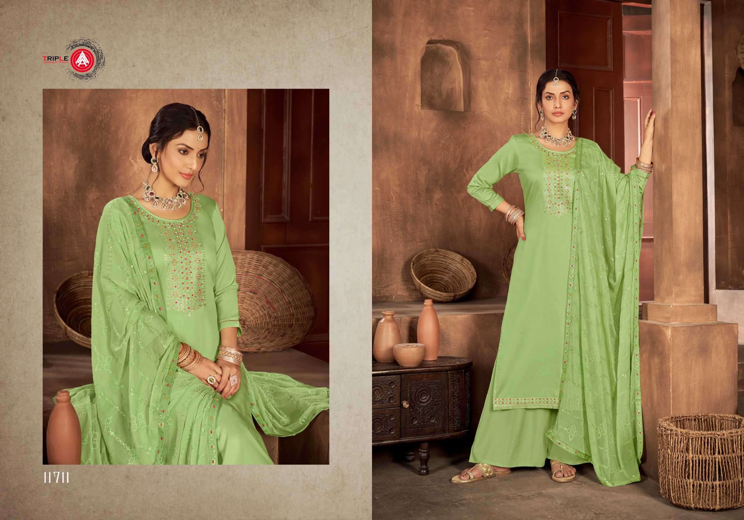triple a kaara series 11711-11716 Pure Jam Silk Cotton suit