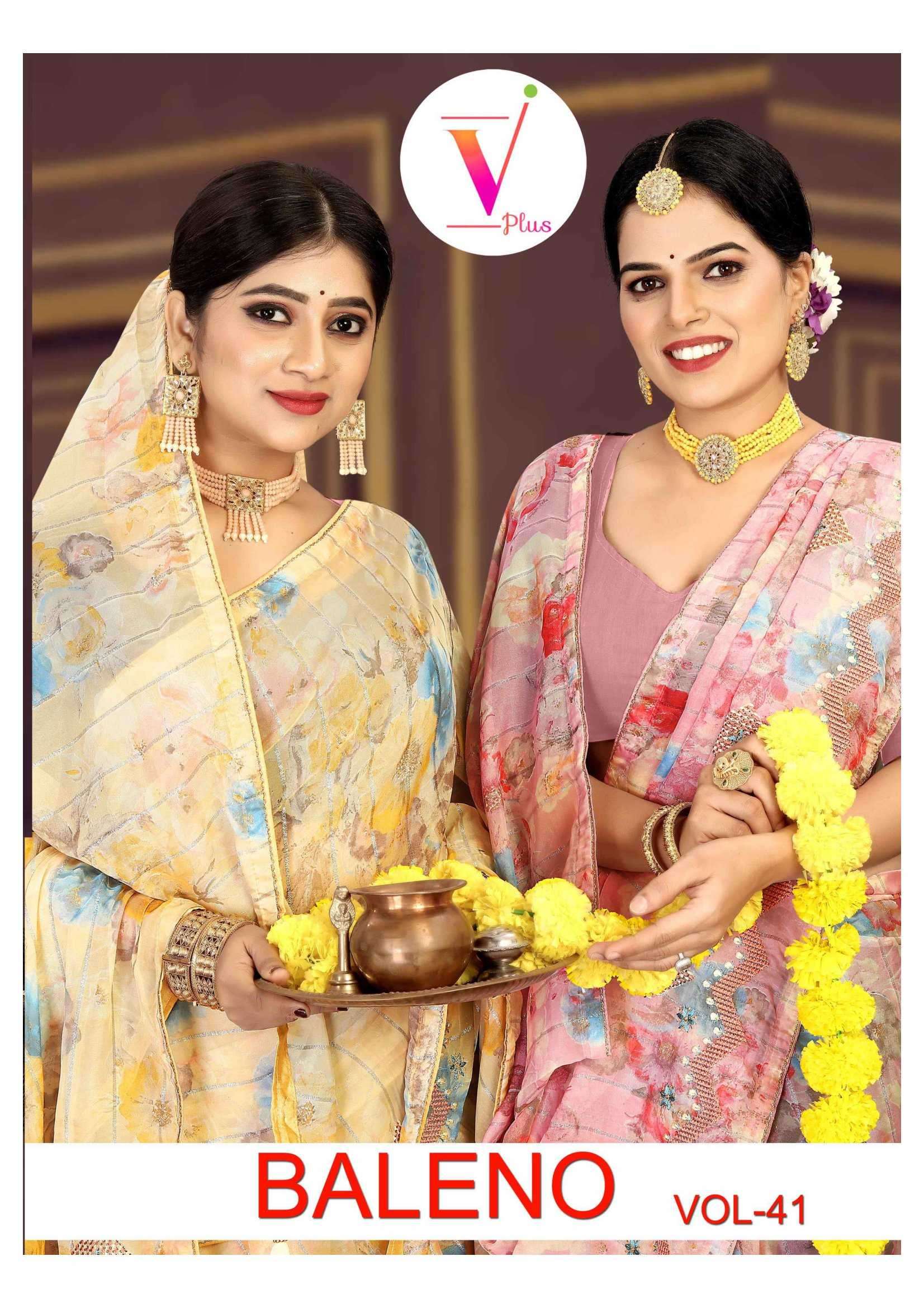 v plus baleno vol 41 series 301203 organza saree