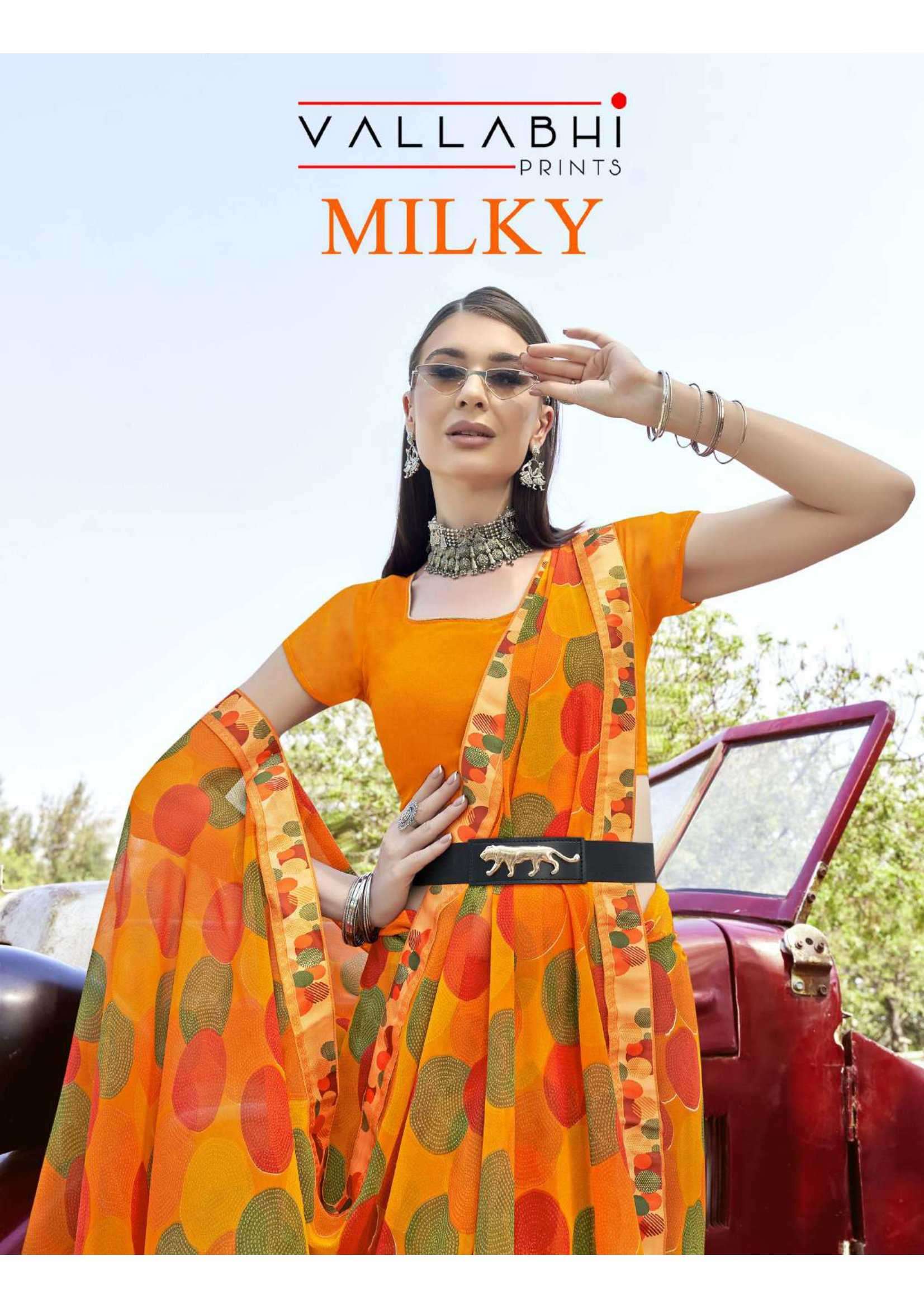 vallabhi prints milky series 26481-26486 georgette saree