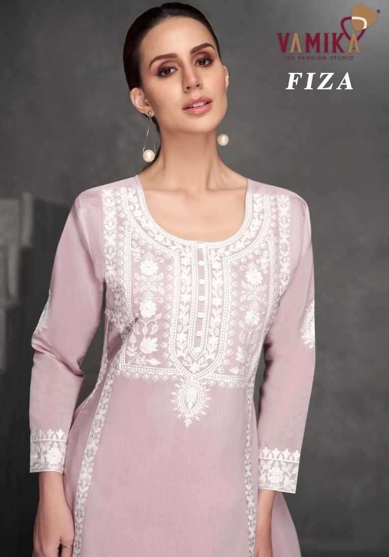 vamika fiza series 1821 Hevy VisCos Roman Silk With White Work kurti with pant 
