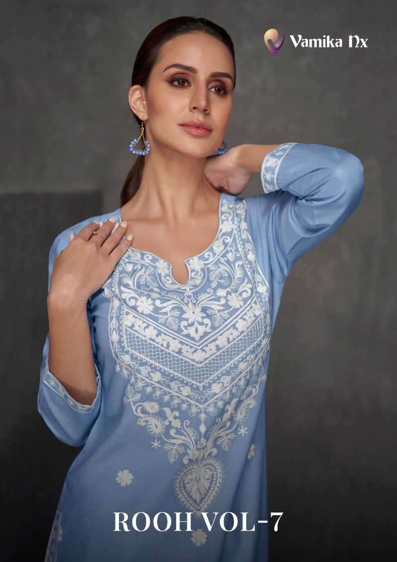 vamika nx rooh vol 7 series 1136-1141 pure rayon viscose kurti