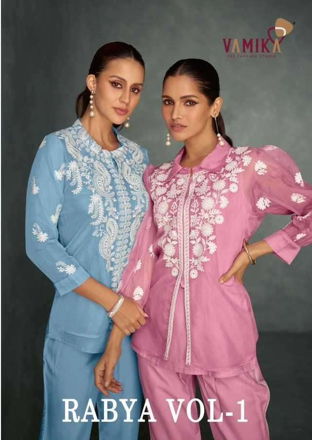 vamika rabya vol 1 series 3101-3106 Heavy Organza coord sets