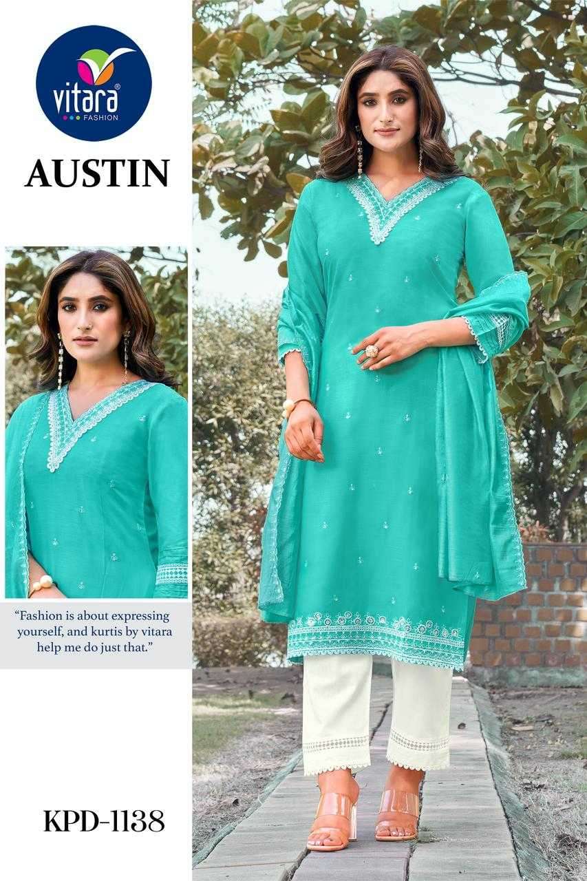 vitara austin series 1138-1141 heavy rayon slub readymade suit 