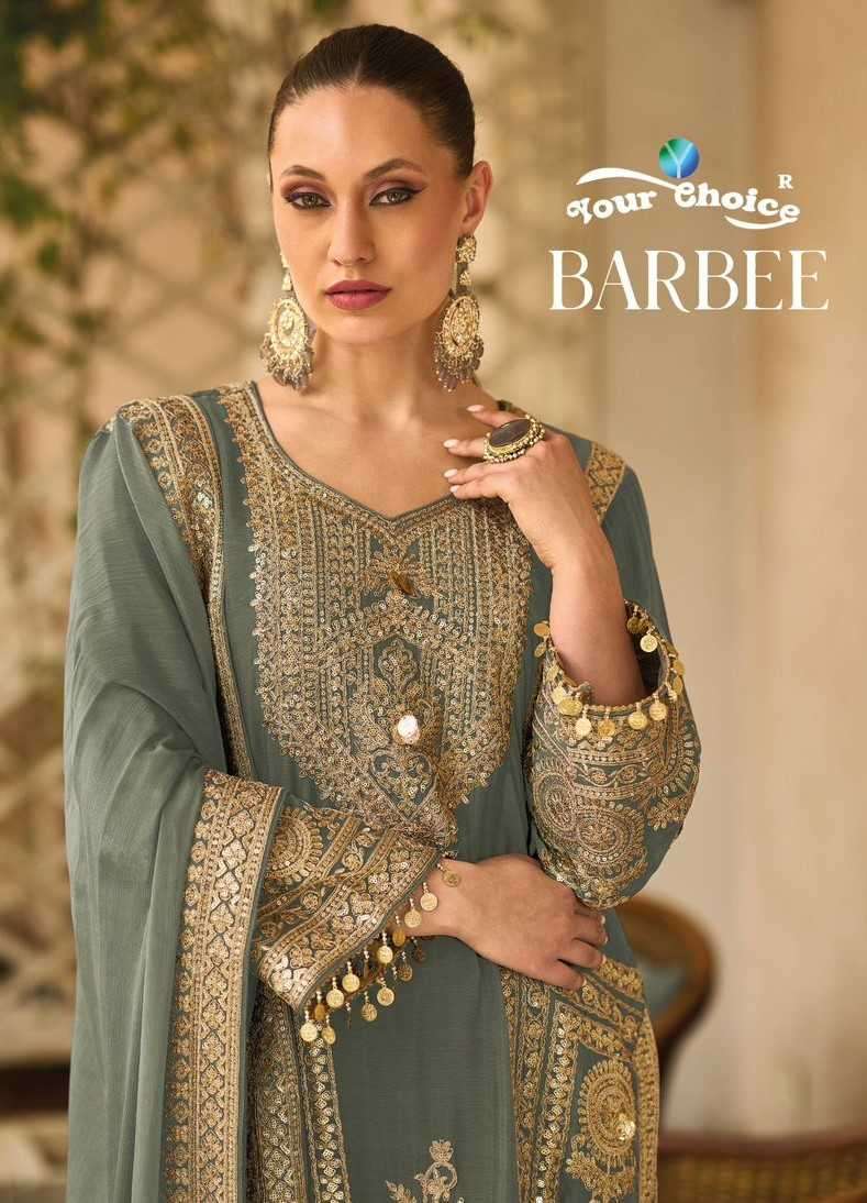 your choice barbee series 1001-1004 Semi pure Chinon  wholesale readymade salwar kameez in surat