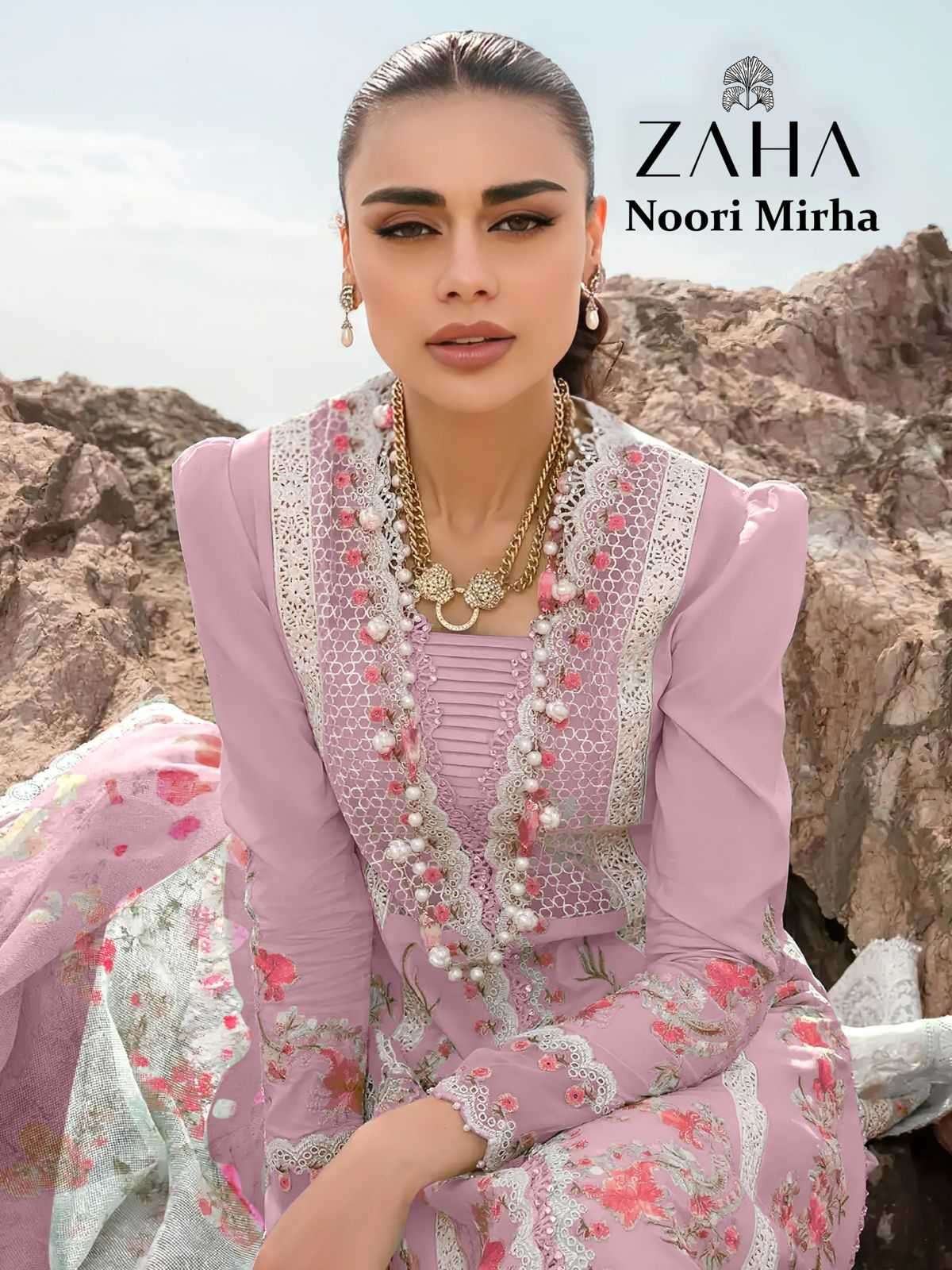 zaha noori mirha series 10334 A to D Cambric Cotton suit