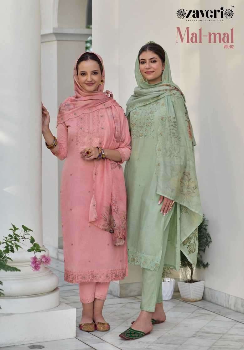 zaveri mal mal vol 2 series 1193-1196  pure cotton readymade suit 