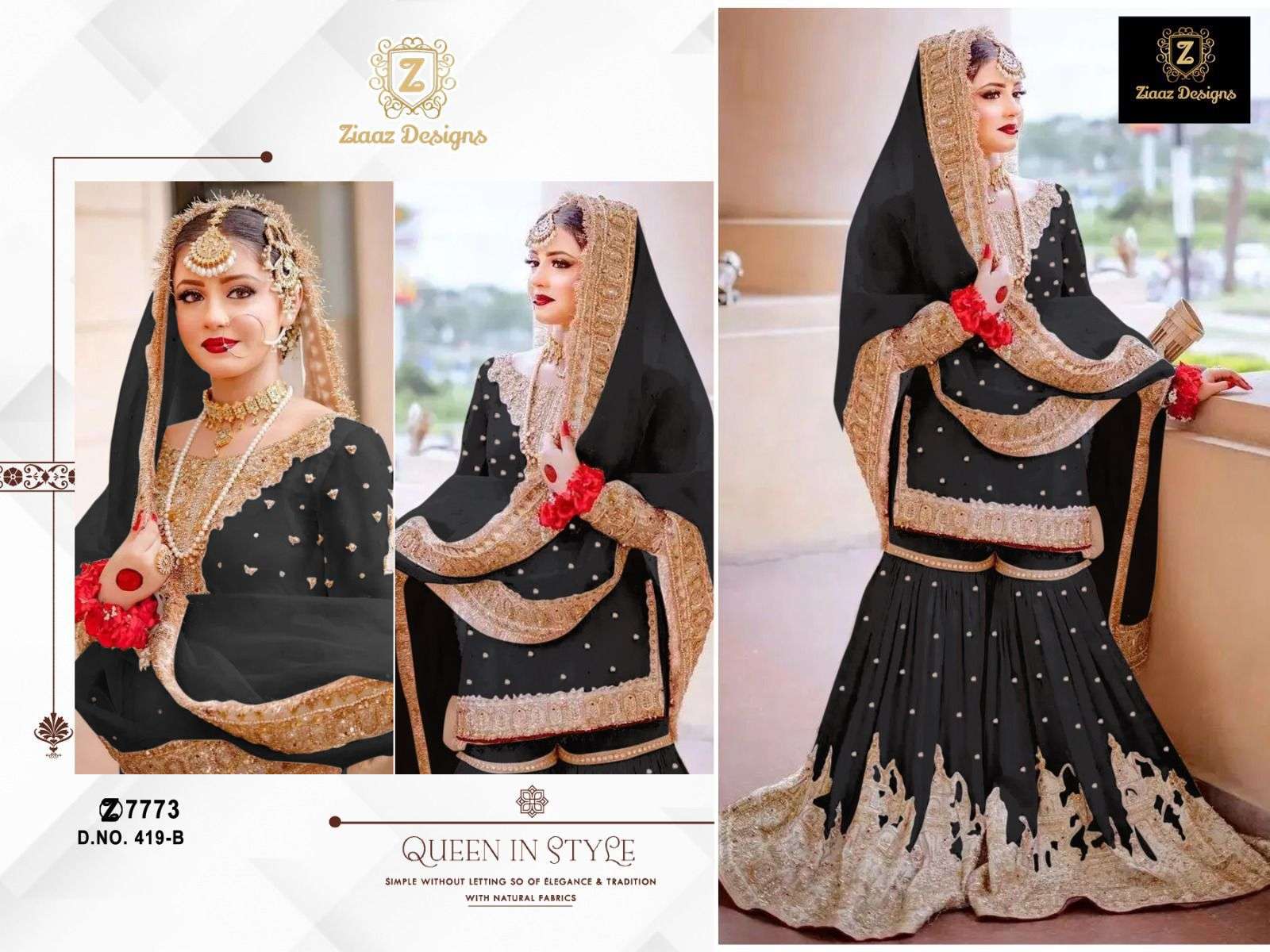 Ziaaz Designs 419 Georgette very heavy embroidered suit