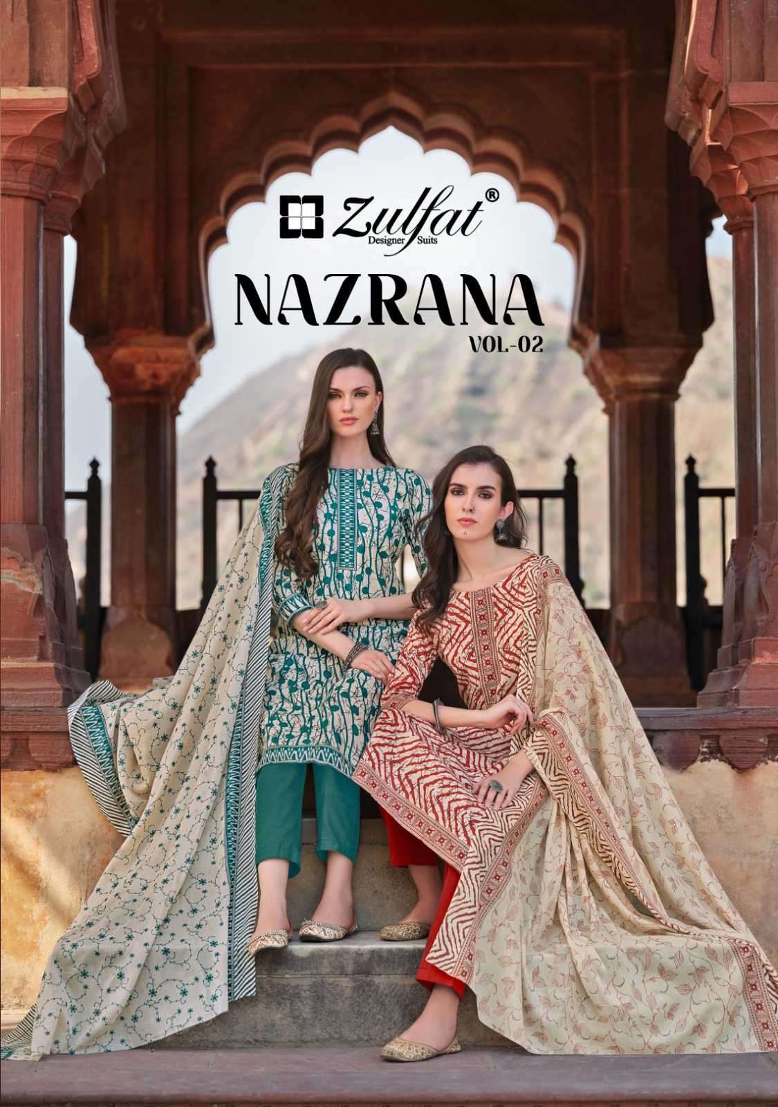 zulfat nazrana vol 2 series 549001-549008 pure cotton suit 