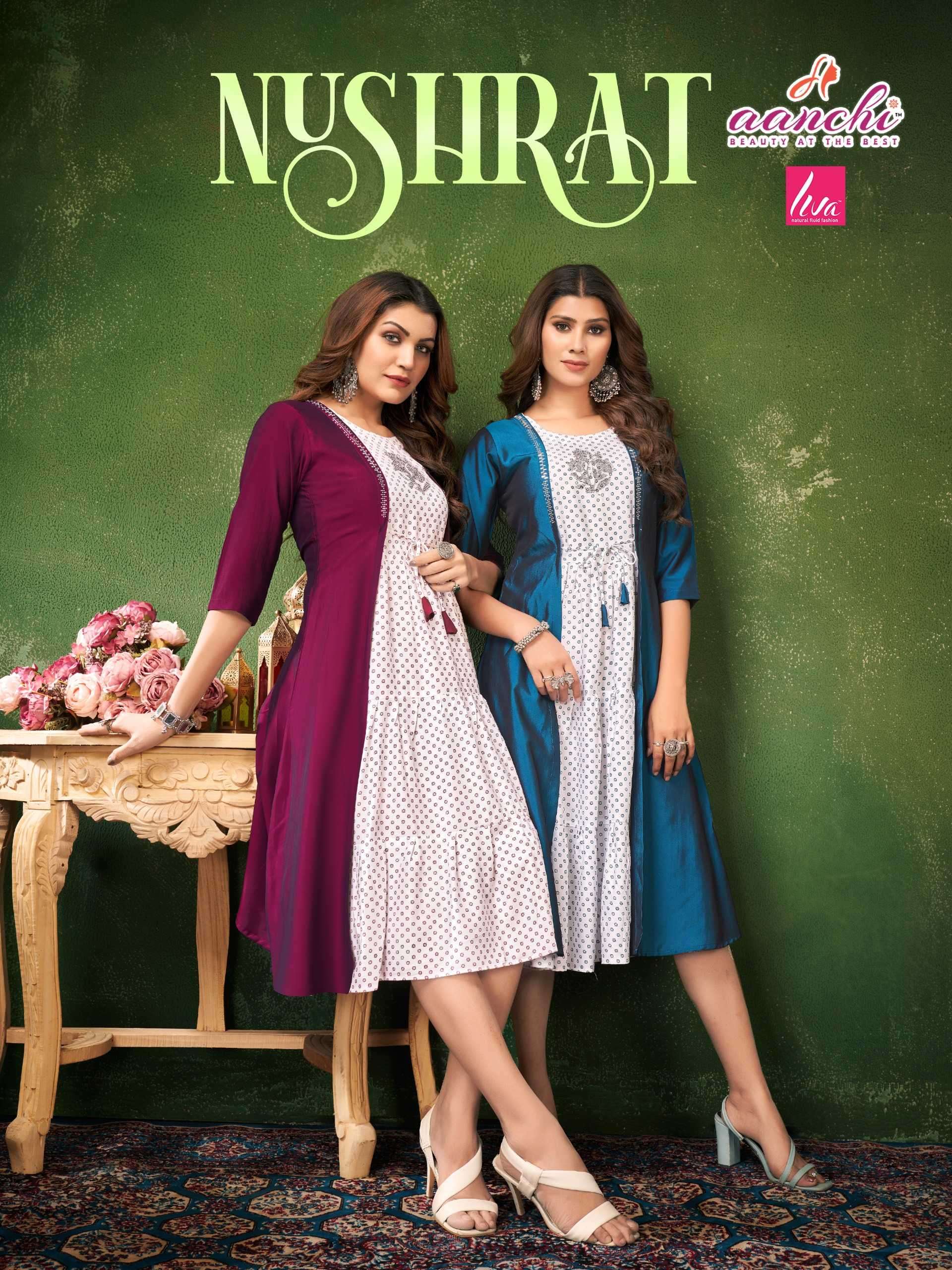 aanchi nushrat series 101-105 liva rayon kurti 