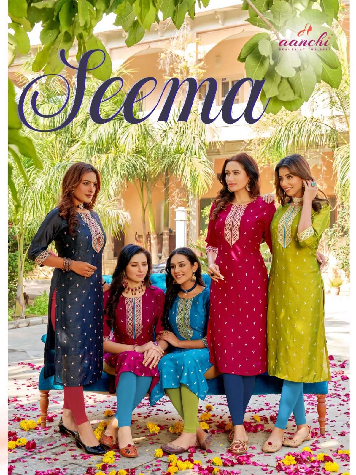 aanchi seema series 1001-1006 vichitra readymade suit  