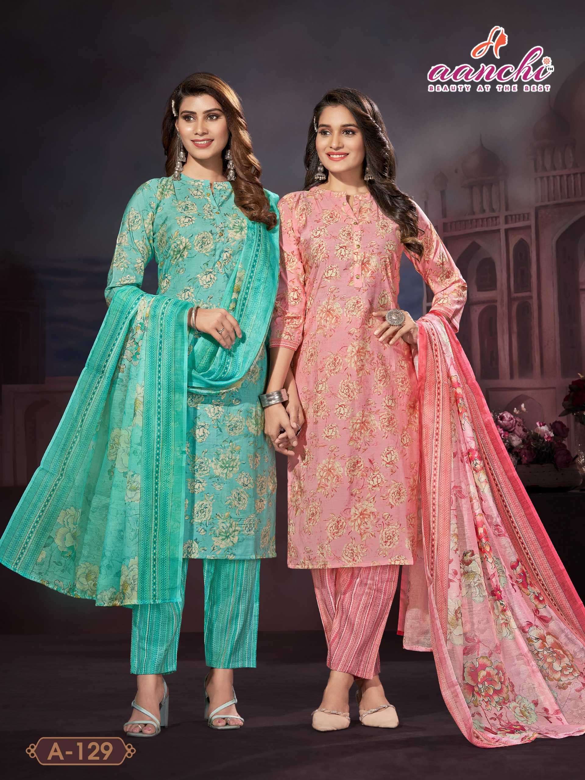 aanchi series a-128,129,132,133 modal print readymade suit 