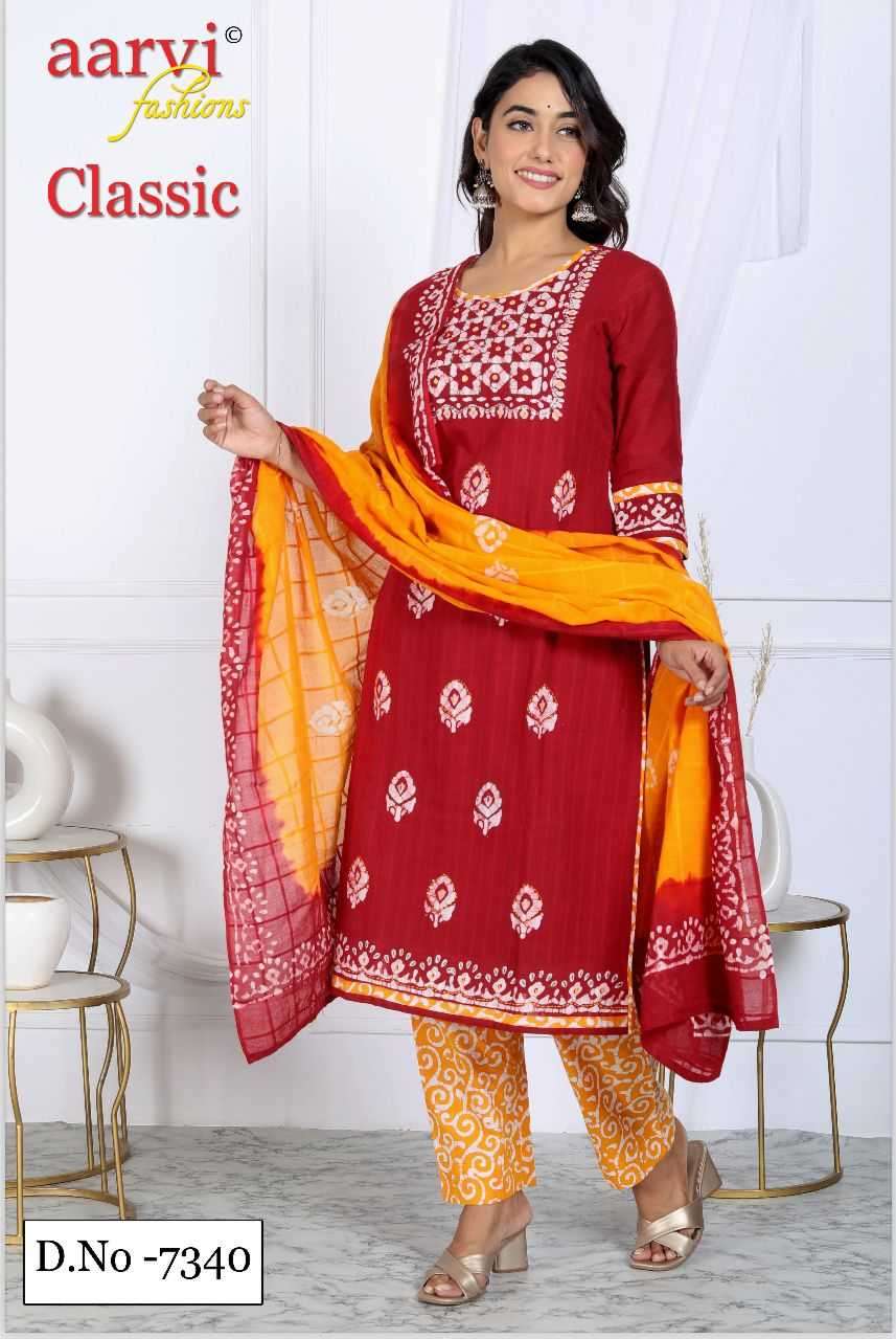 aarvi fashion classic vol 6 series 7340-7347 Dobby cotton suit