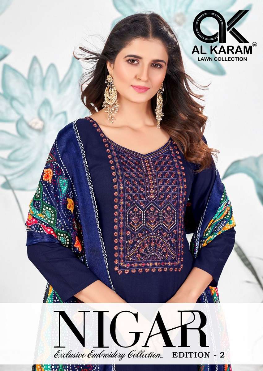 Alkaram Nigar Vol-2 series 2001-2006 Pure Rayon Slub suit