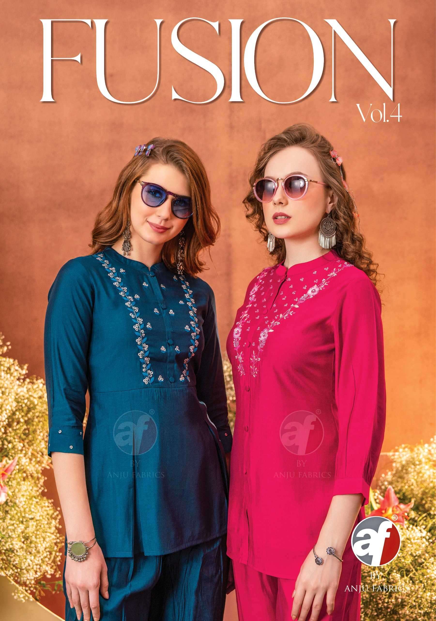 anju fab fusion vol 4 series 3301-3306 viscose co-ord set