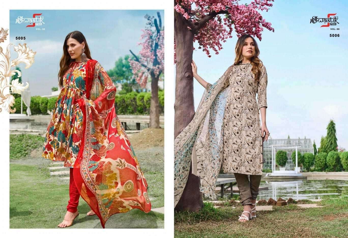 anmol tex swastik pro vol 50 series 5001-5018  American Crepe suit