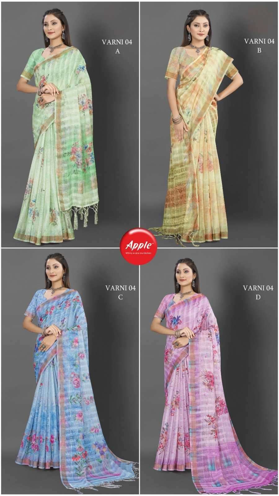 apple varni vol 4 cotton printed saree