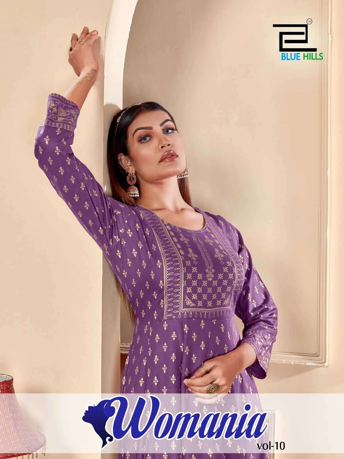blue hills womaniya vol 10 series 10001-10008 rayon 14 kg gown