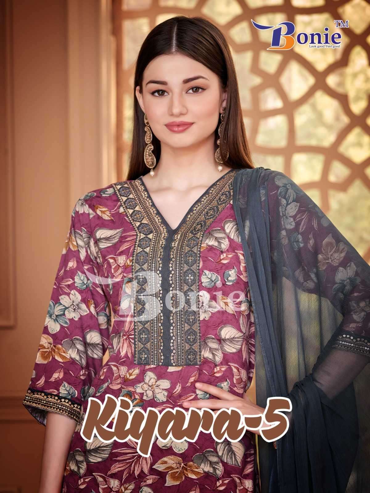 bonie kiara vol 5 series 5001-5006 rayon readymade suit 