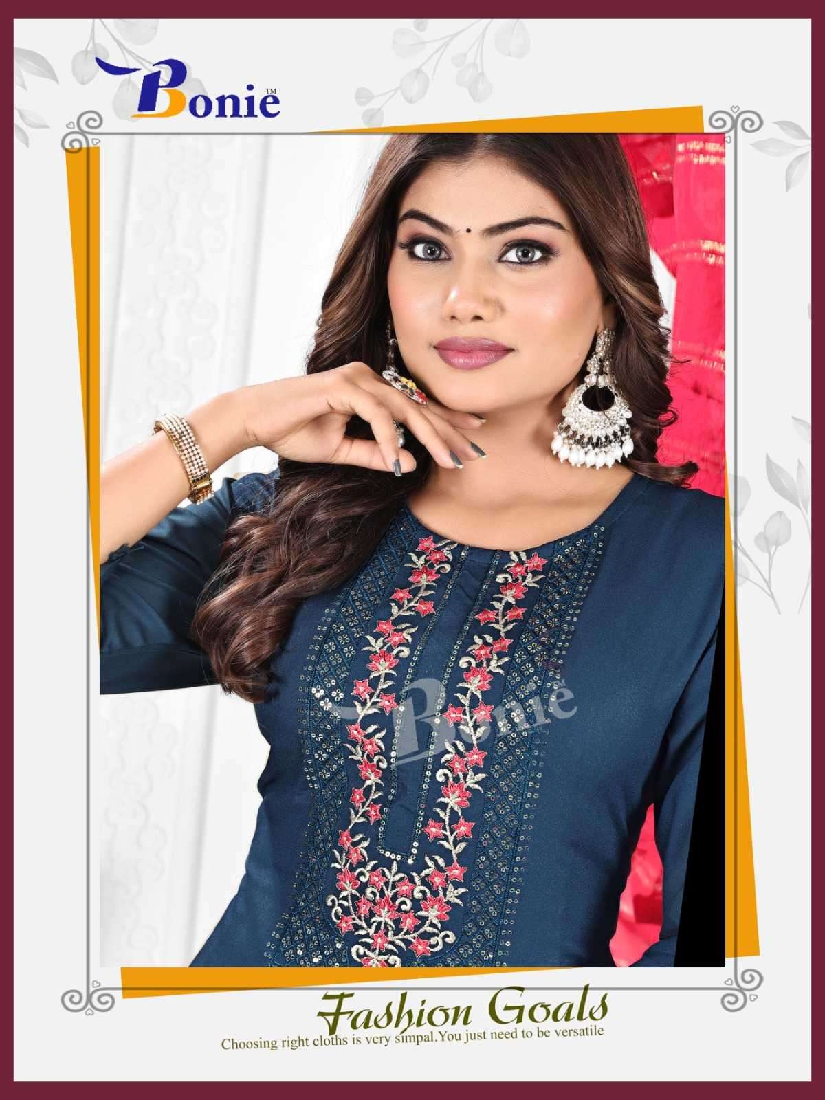 bonie stuti vol 5 series 1001-1008 rayon 14kg readymade suit 
