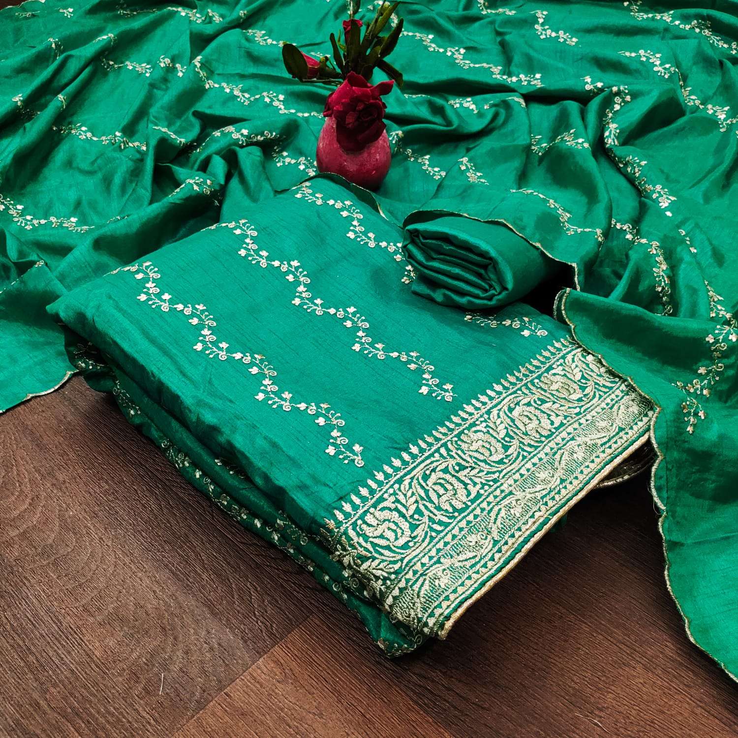 bt 02650 designer SOFT VICHITRA SILK suit
