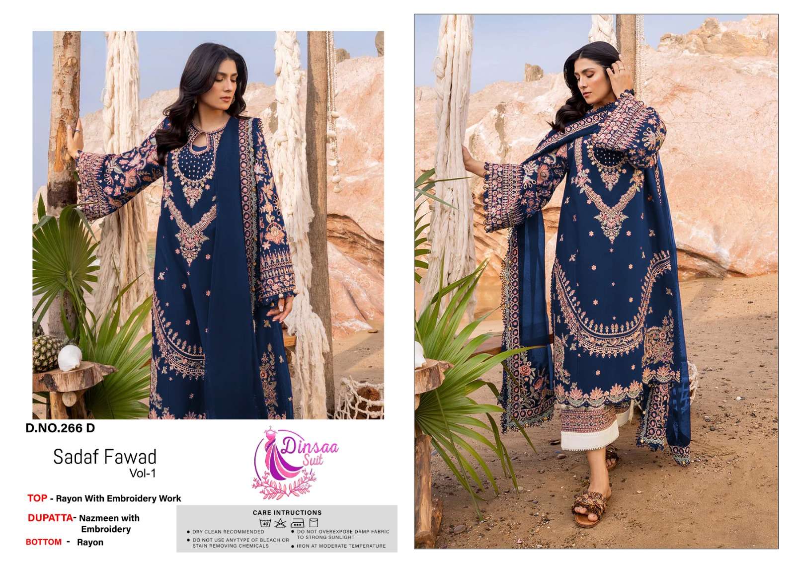 DINSAA SUIT SADAF FAWAD VOL-1 series 266 designer fancy rayon suit