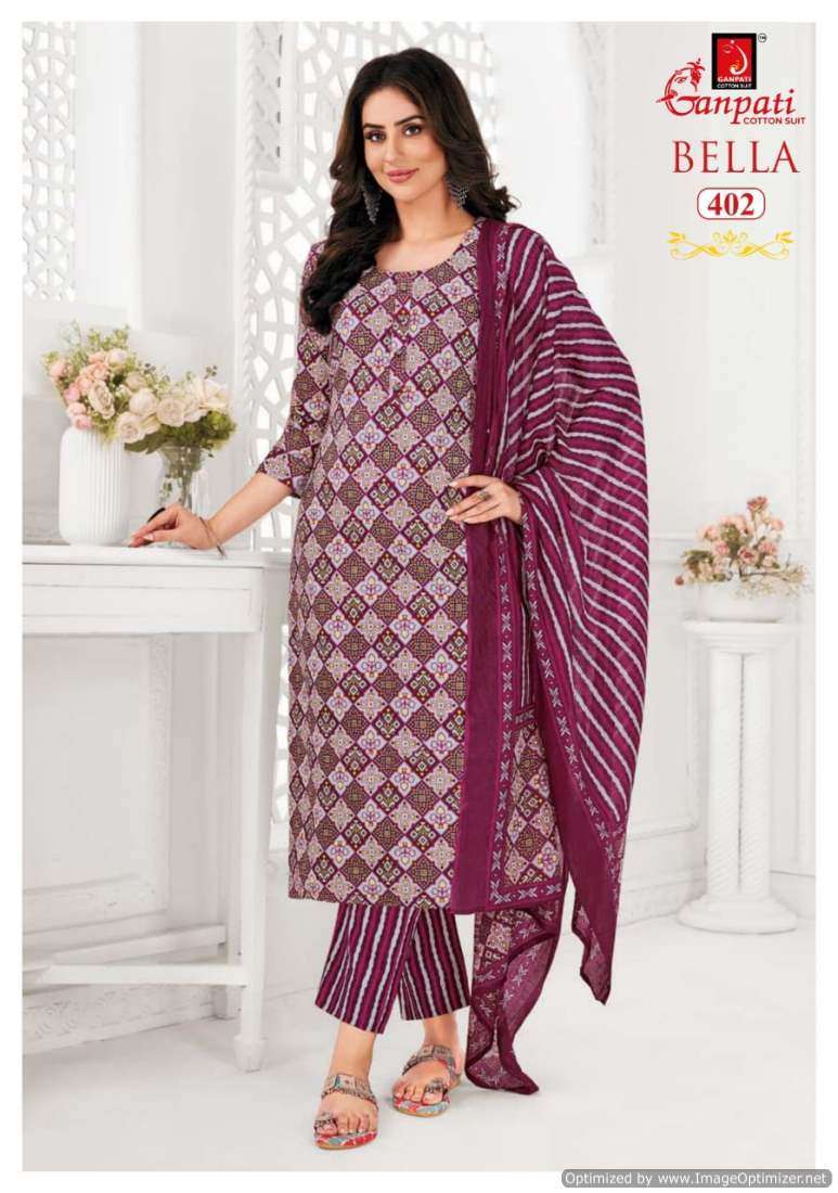 Ganpati Bella Vol-4 series 401-415 Pure Cotton readymade suit 