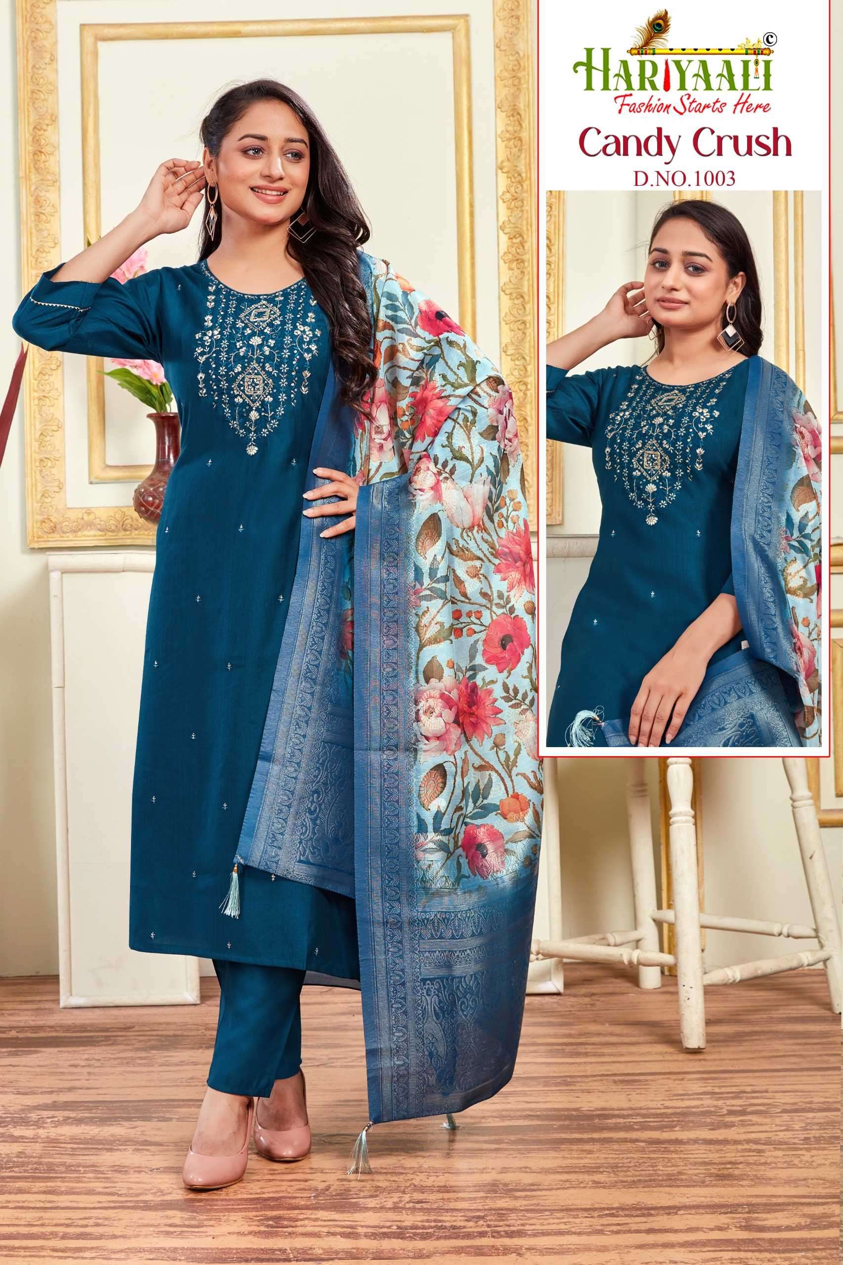 hariyaali candy crush vol 1 series 1001-1006 vetican silk readymade suit 