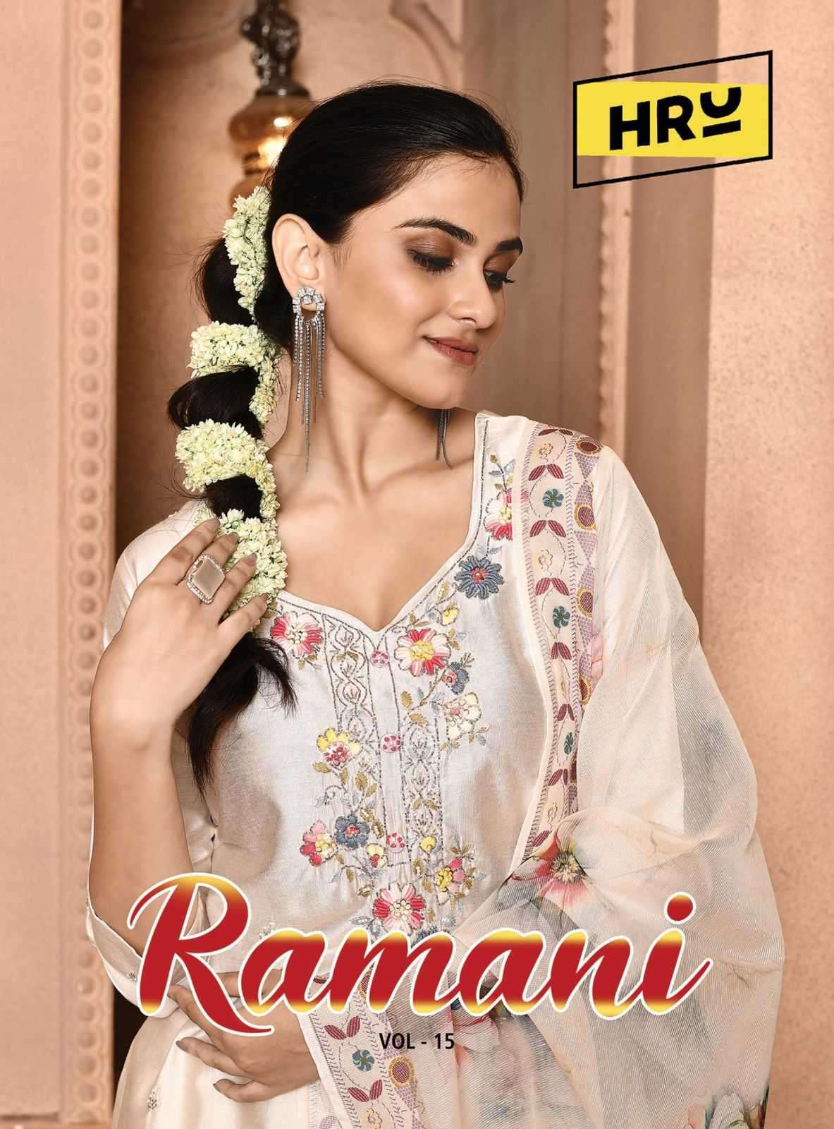 hru ramani vol 15 pure viscose nylon readymade suit 