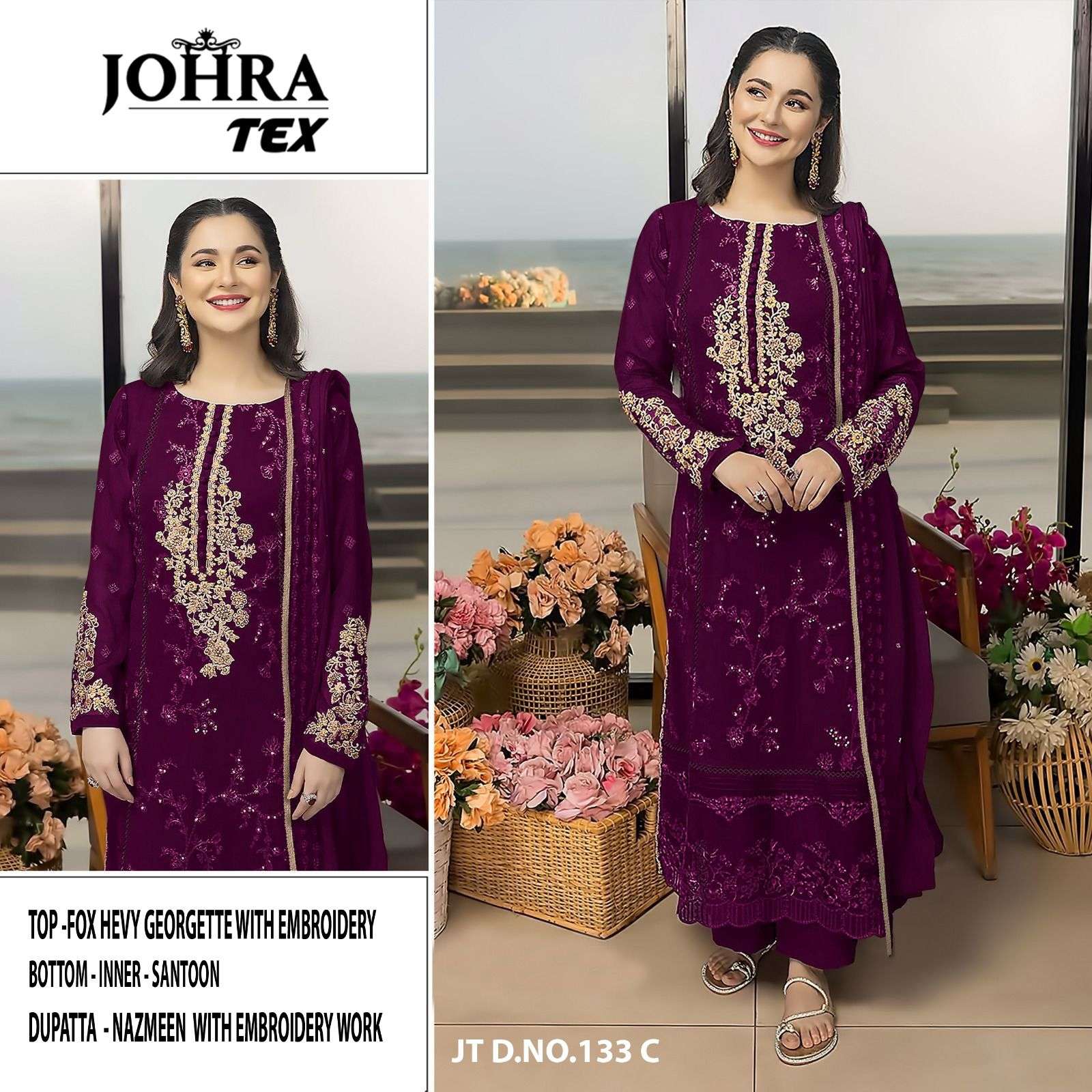 JOHRA TEX JT-133 A COLORS designer FOX GEORGETTE suit