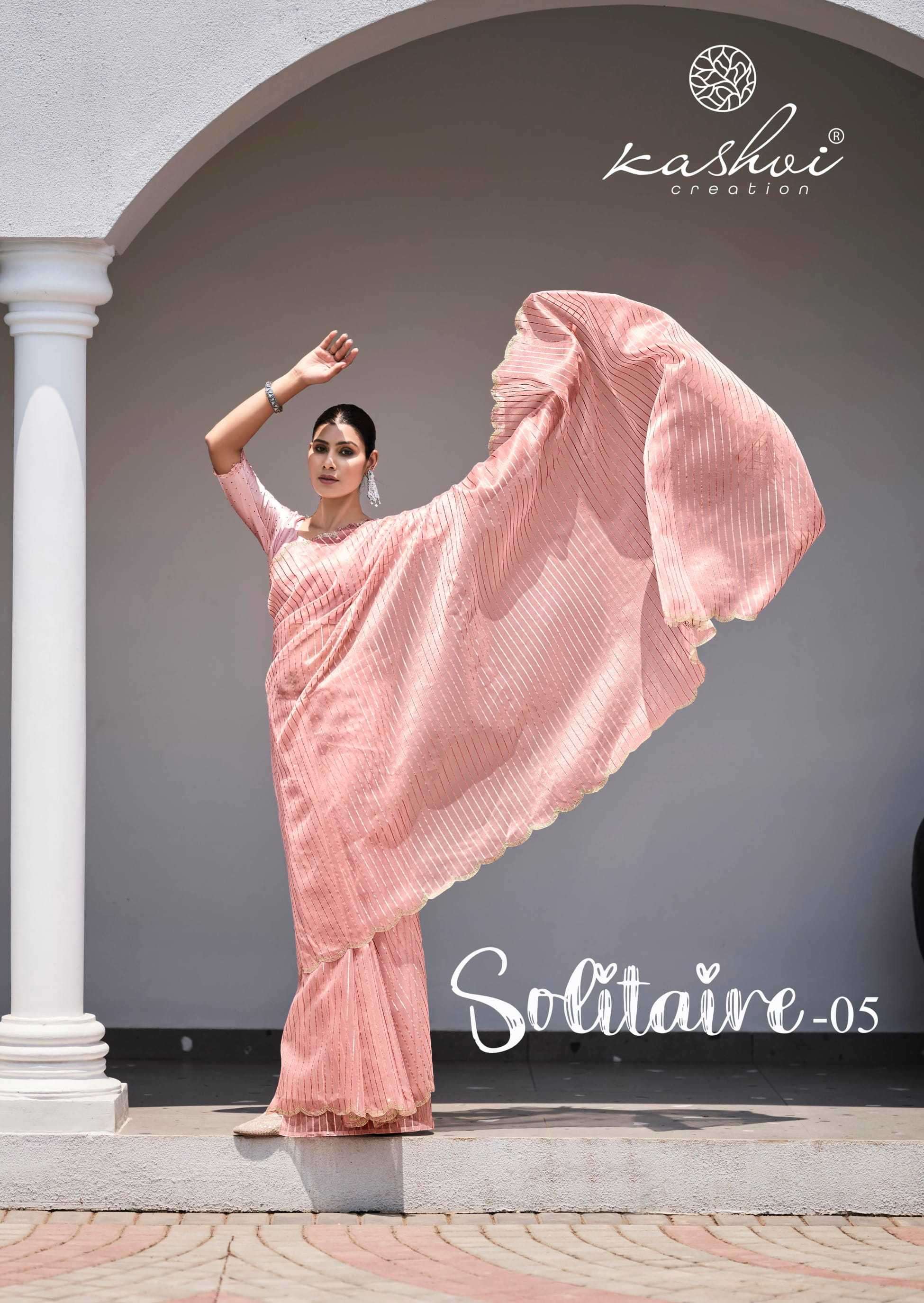 kashvi creation solitaire vol 5 series 1001-1007 organza silk saree