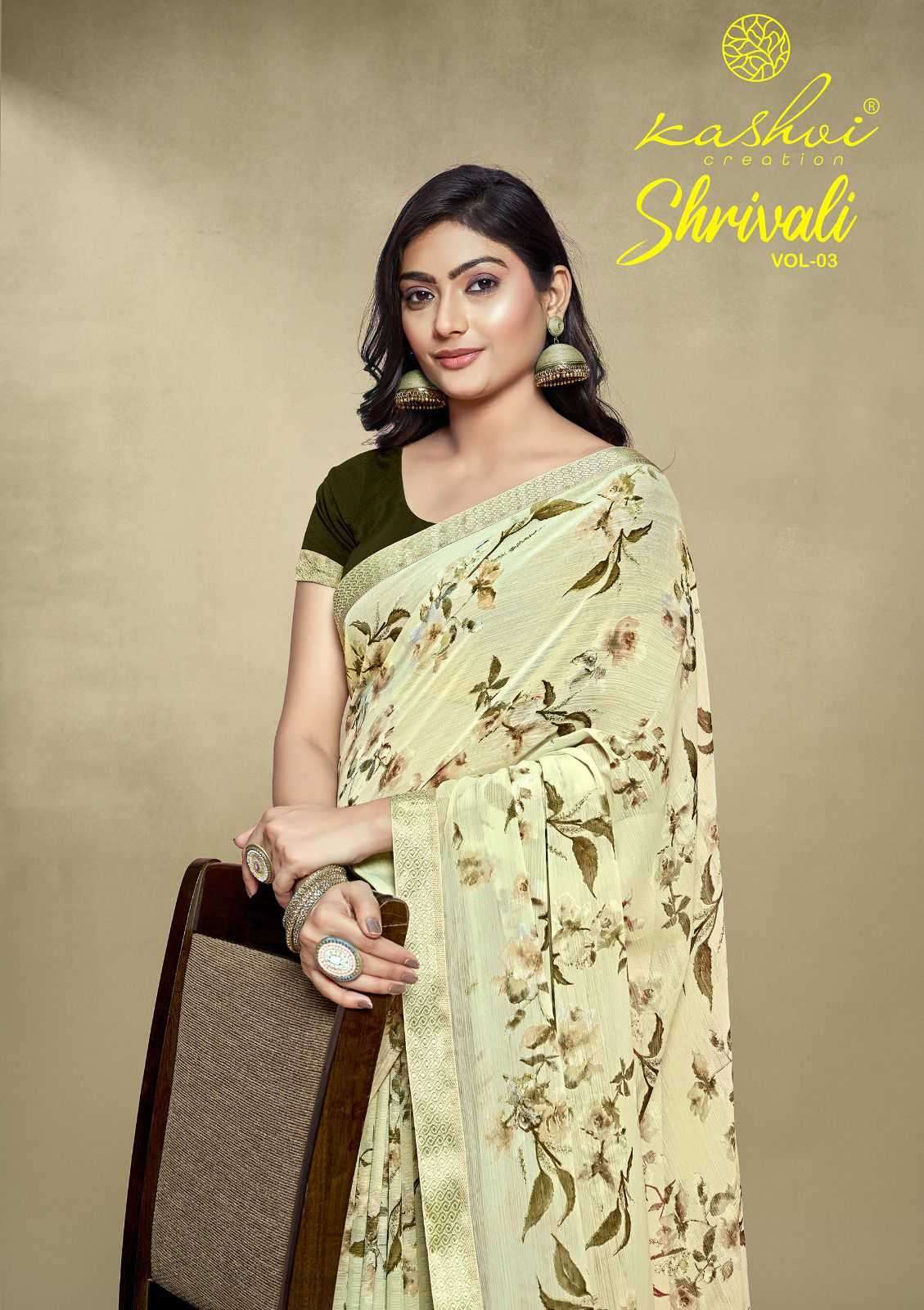 kashvi shrivali vol 3 series 1001-1008 white cat saree