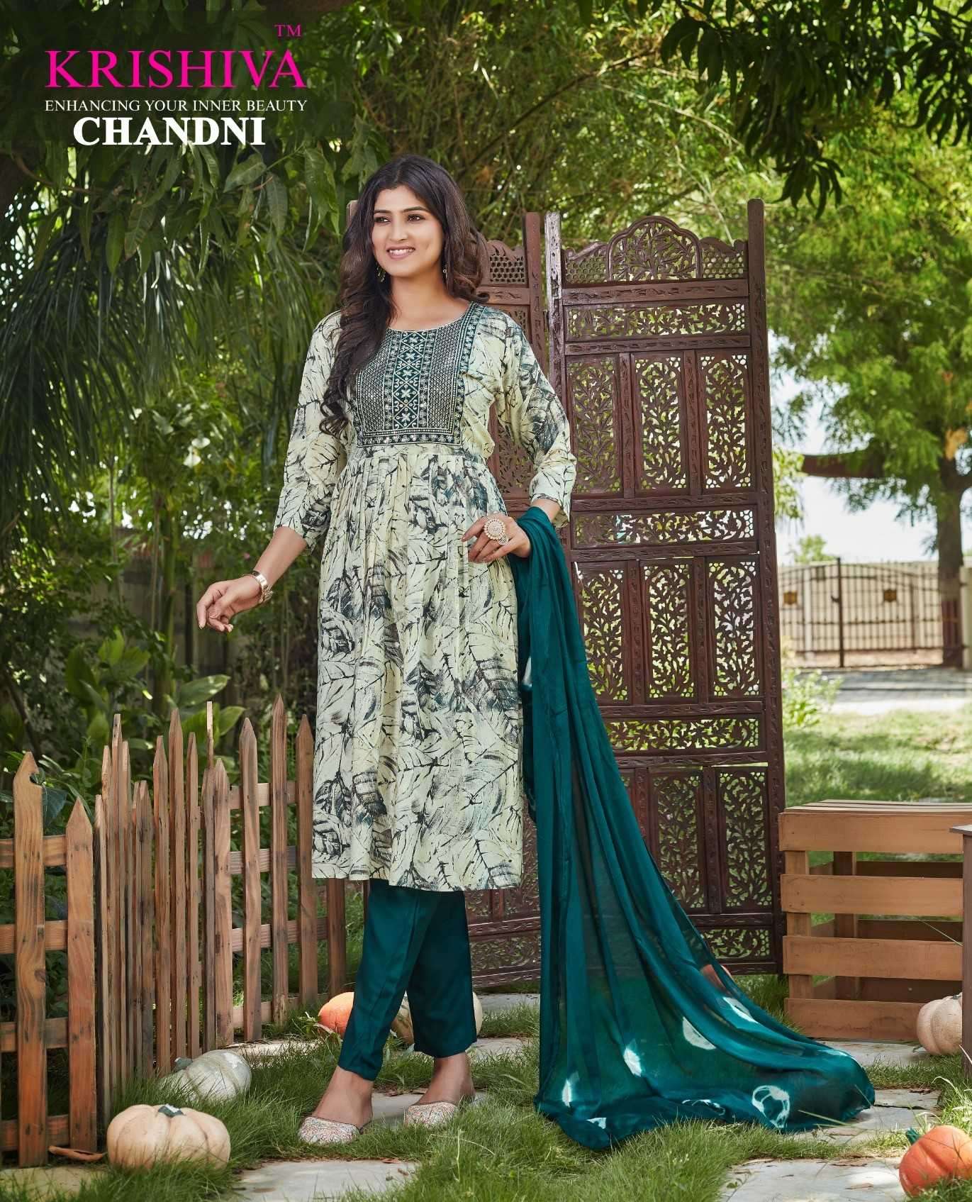krishiva chandni rayon print readymade suit 