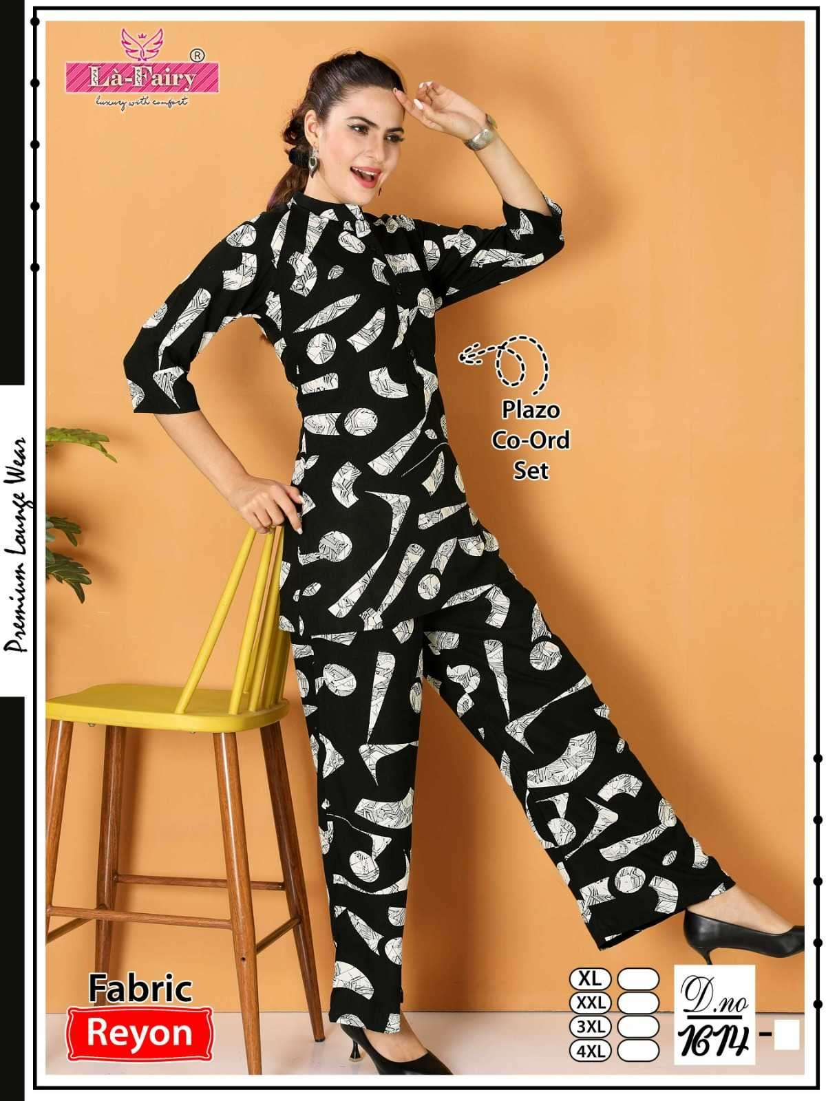 la fairy 1614 Rayon fabric Plazo Co-ord set