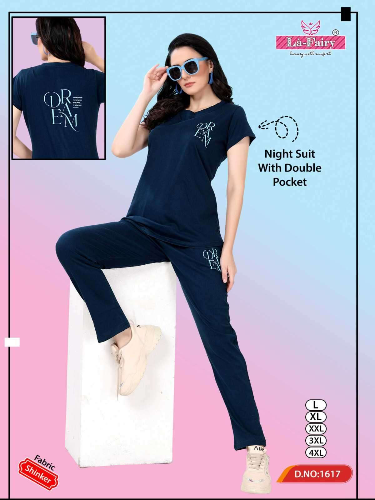 la-fairy 1617 by Shinker plain Bio wash night suit With Double pocket