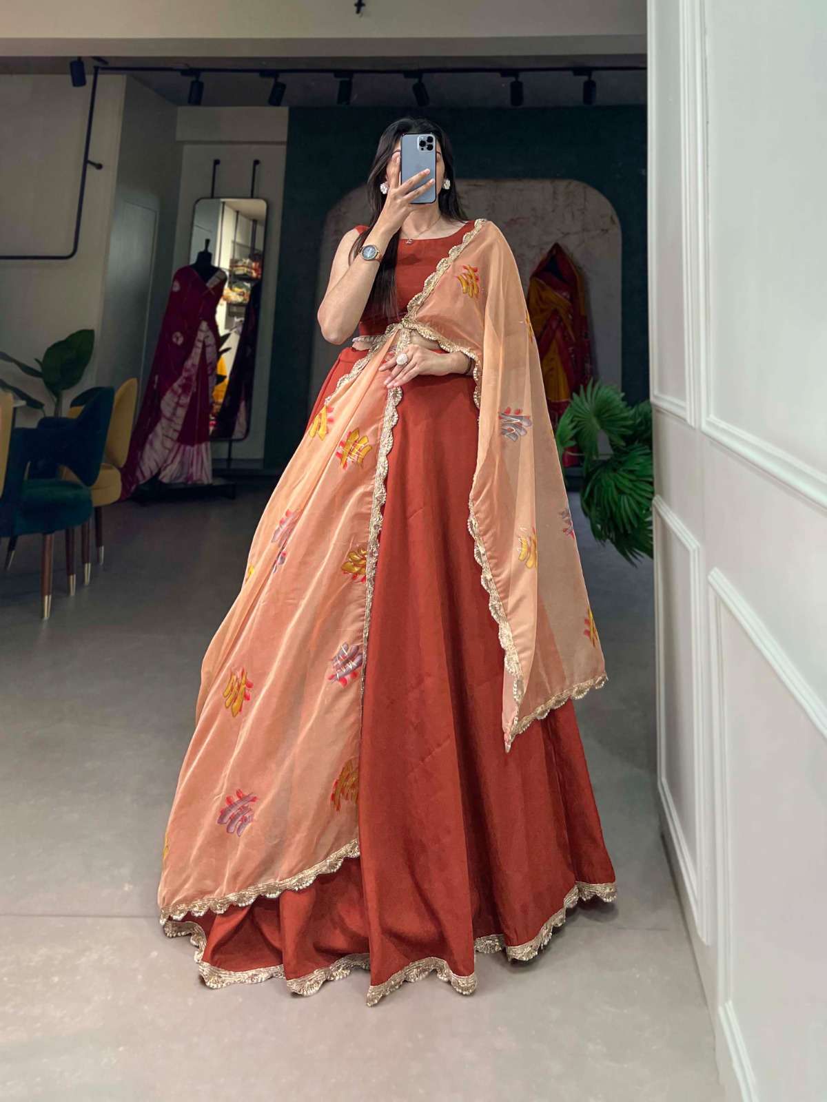 LNB1004BRT designer Polyester Viscose Chanderi lehenga