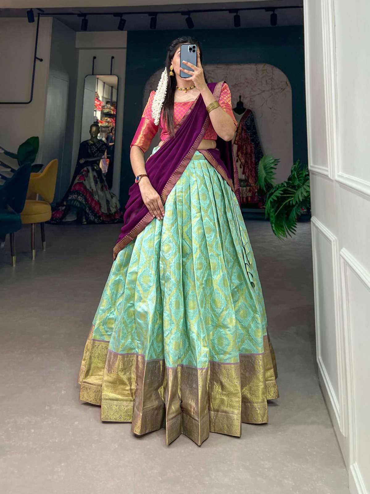 LNB2012SBL Jacquard Silk Zari weaving work lehenga