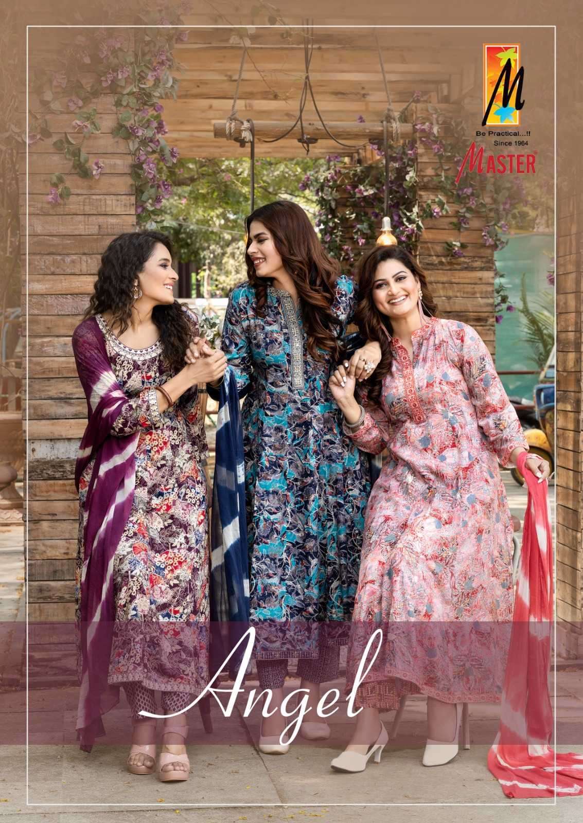 master angel series 101-108 rayon foil ghera readymade suit 