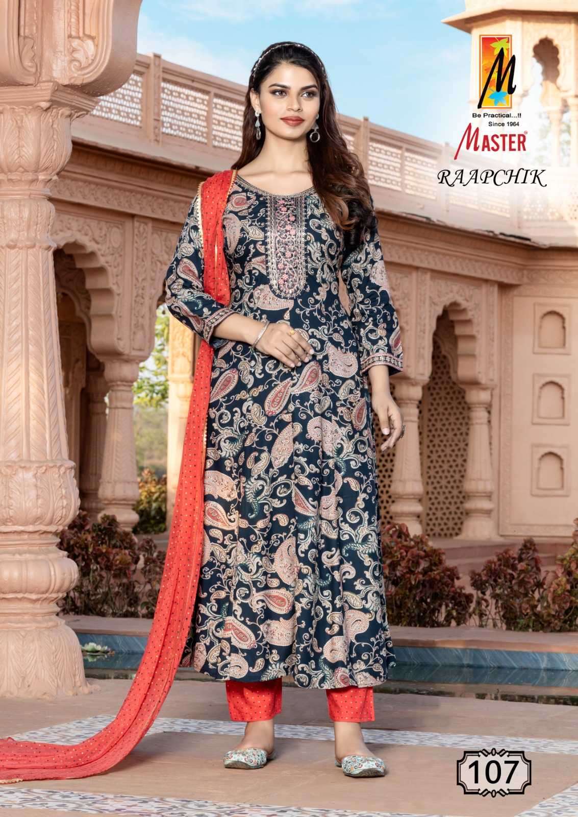 master raapchik series 101-108 rayon readymade suit 
