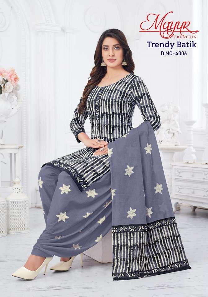 Mayur Trendy Batik Vol-4 series 4001-4010 Heavy Cotton suit