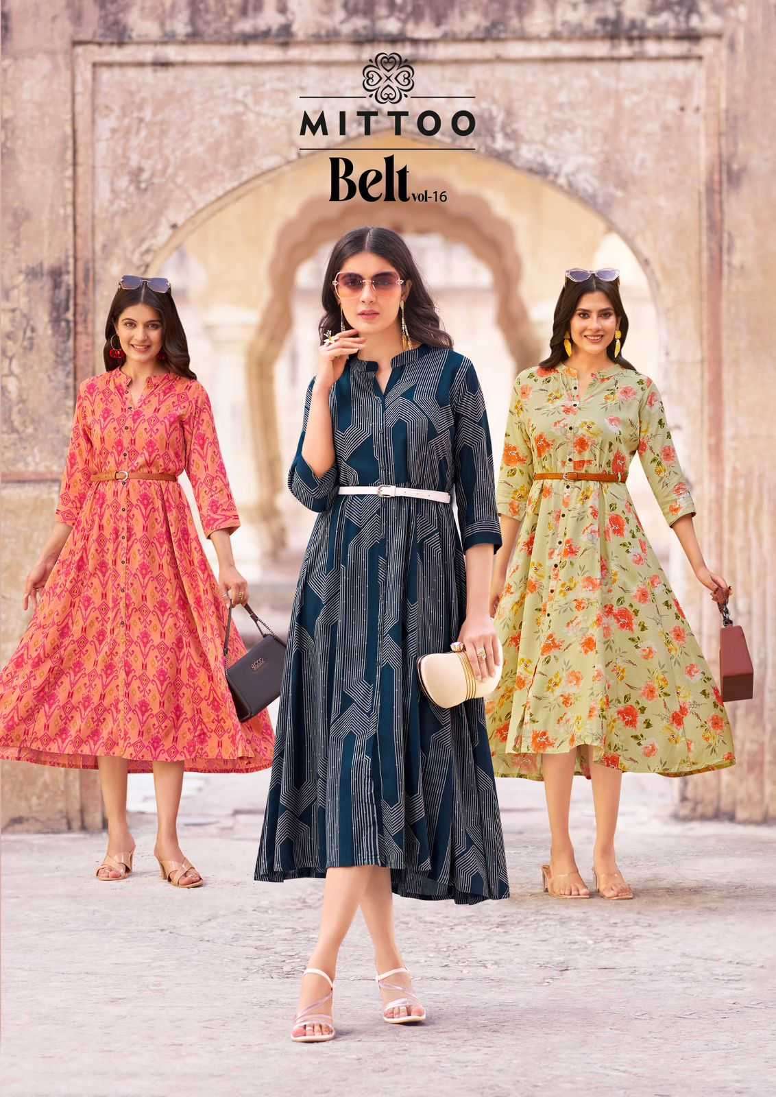 mittoo belt vol 16 series 1413-1418 Rayon Print kurti