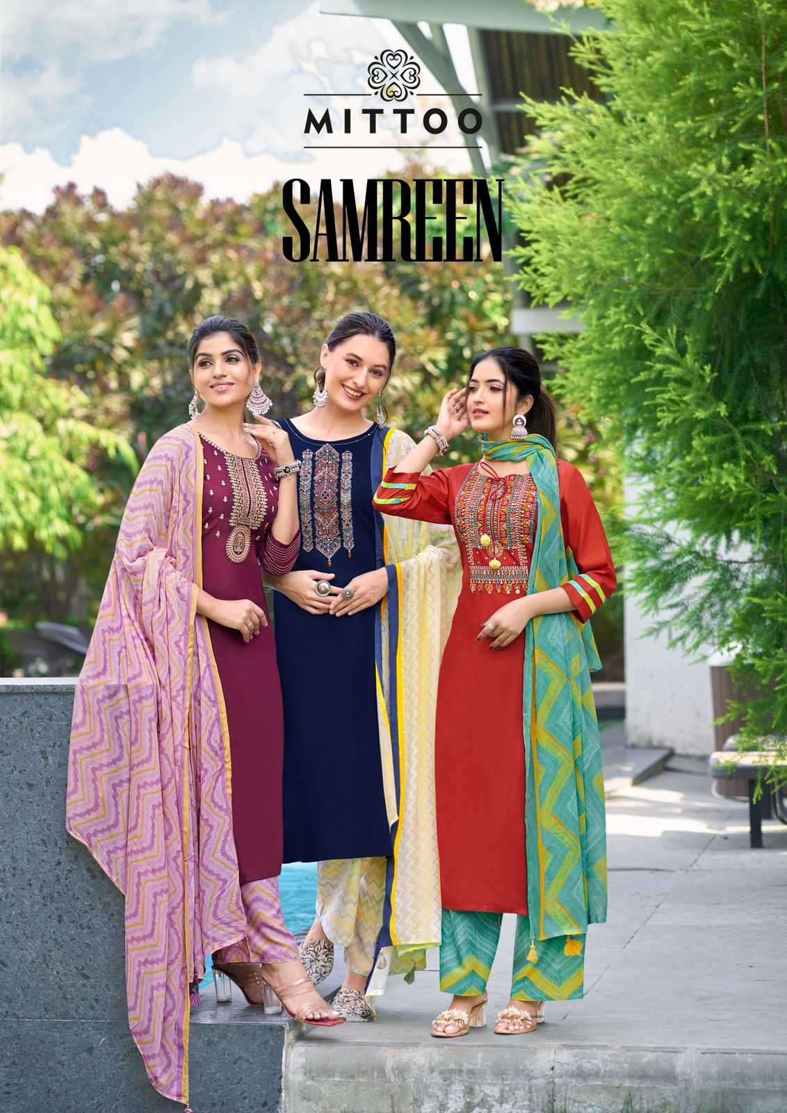 mittoo samreen series 1001-1006 Heavy Rayon readymade suit