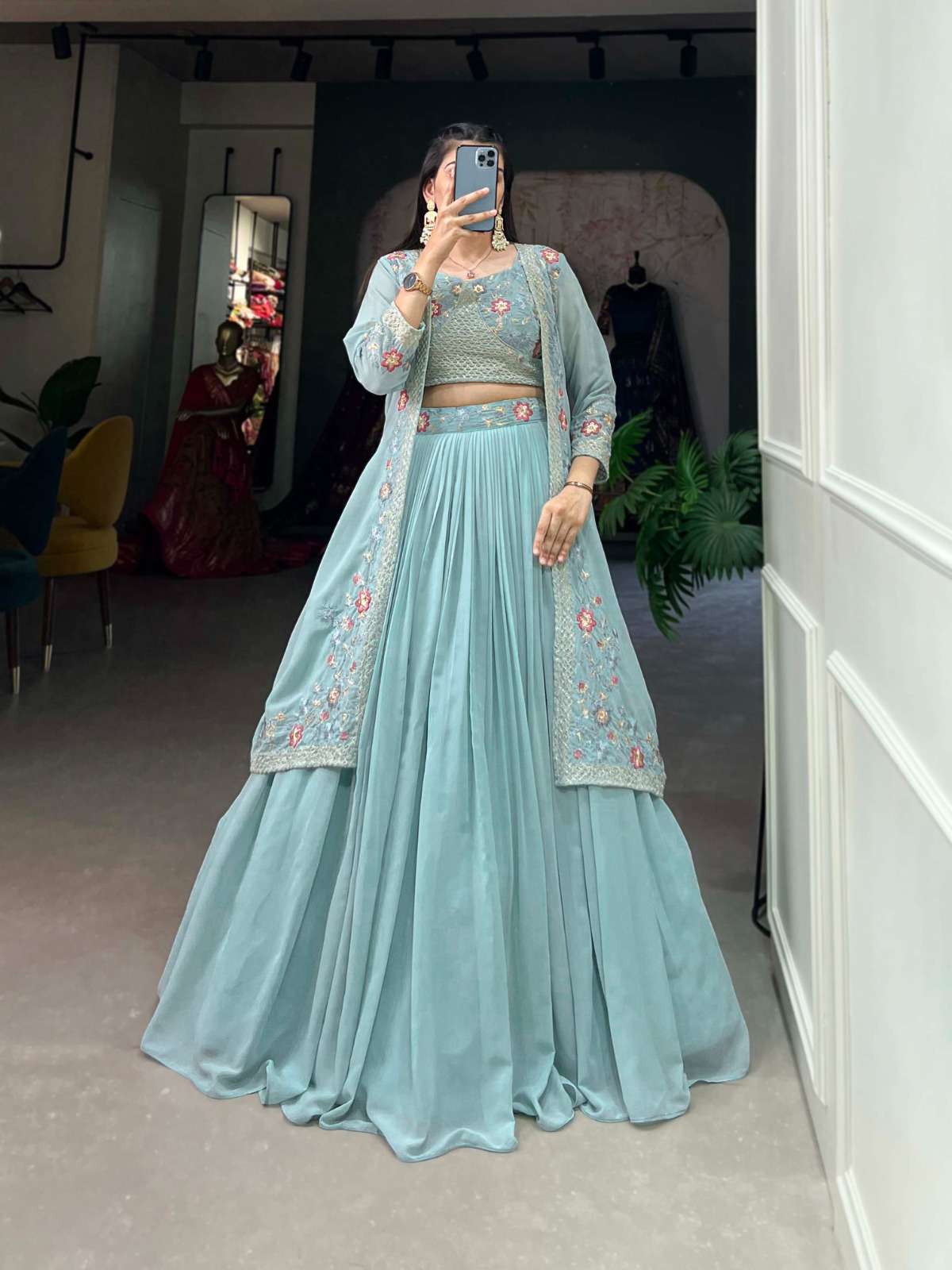 NNK1808SBL designer Georgette lehenga