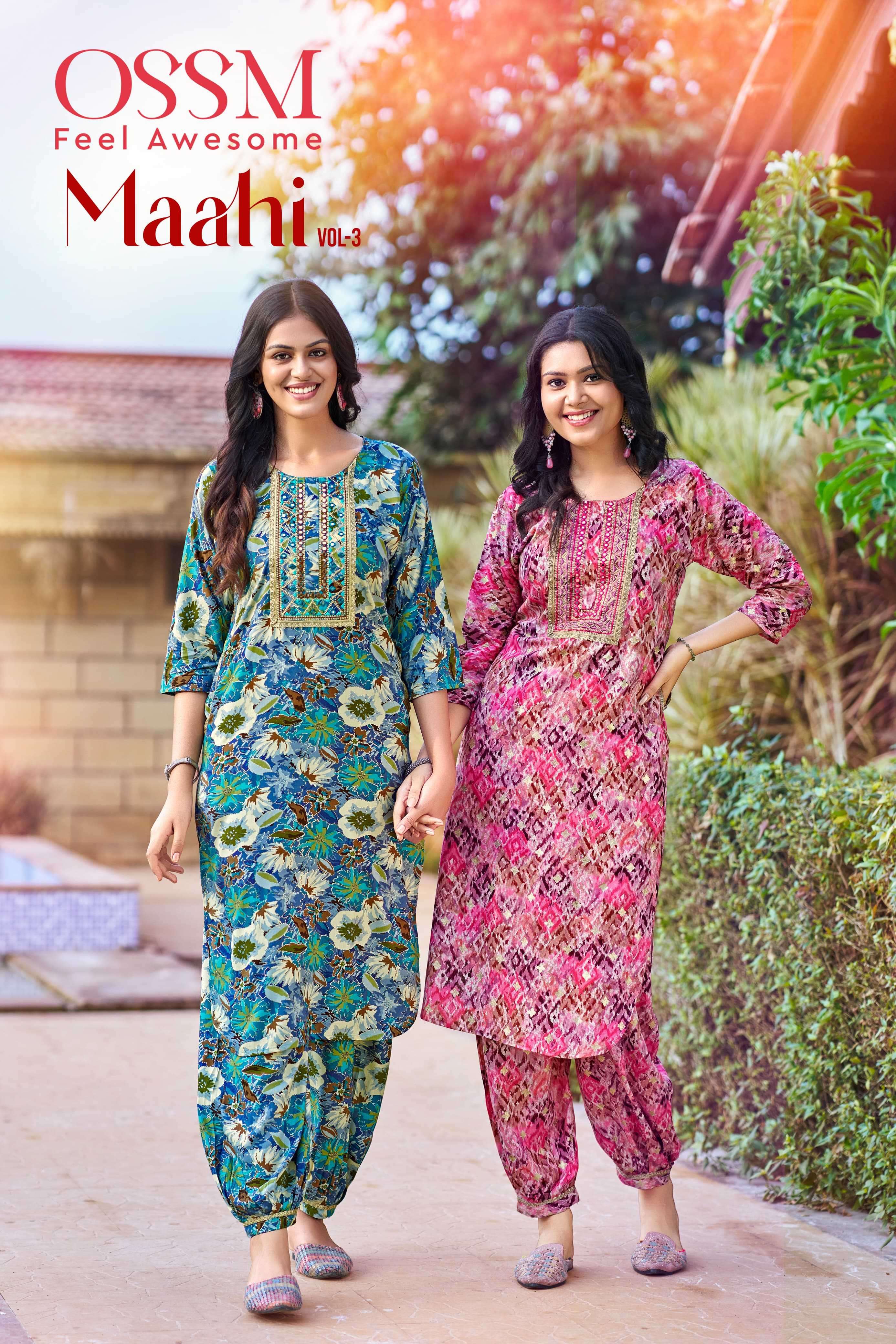 ossm maahi vol 3 series 1001-1006 Premium Reyon 16kg Print kurti