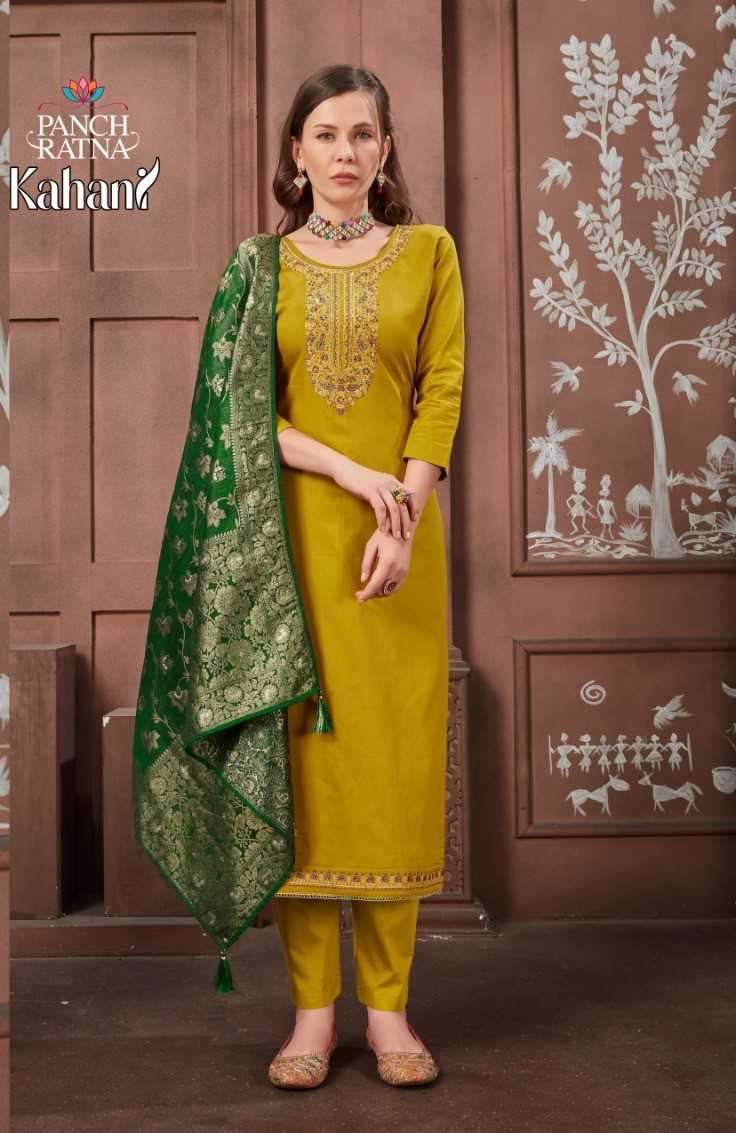 panch ratna kahani Heavy Jam Silk Embroidery suit