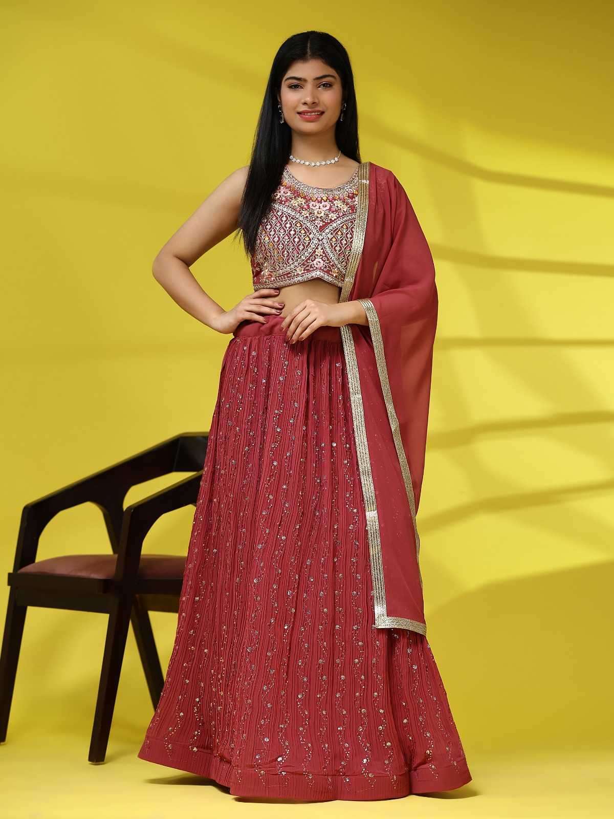 pr 1016375 heavy chinon hand embroidered work lehenga