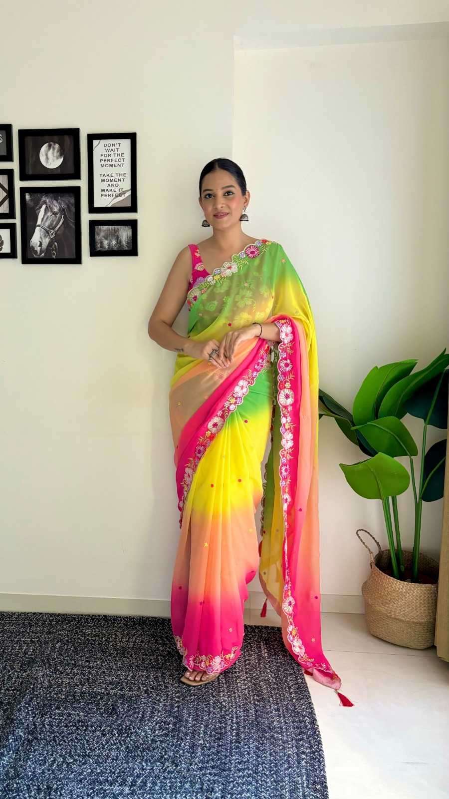 pr 616 new trendy designer faux georgette stylish sequence work saree